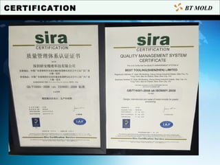 CERTIFICATION BT MOLD
 