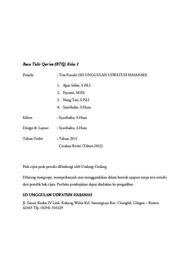Materi btq kelas 1