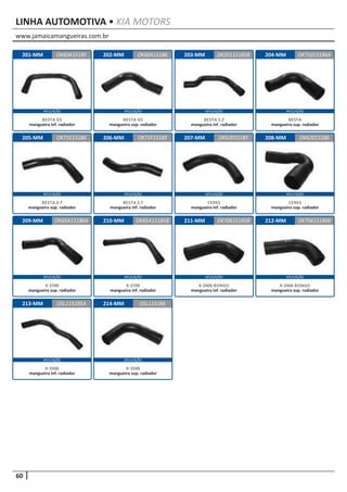 www.jamaicamangueiras.com.br
APLICAÇÃO APLICAÇÃO APLICAÇÃO APLICAÇÃO
APLICAÇÃO APLICAÇÃO APLICAÇÃO APLICAÇÃO
APLICAÇÃO APLICAÇÃO APLICAÇÃO APLICAÇÃO
60
APLICAÇÃO APLICAÇÃO
LINHA AUTOMOTIVA • KIA MOTORS
201-MM
205-MM
209-MM
213-MM
202-MM
206-MM
210-MM
214-MM
203-MM
207-MM
211-MM
204-MM
208-MM
212-MM
OK60A15185
OK71E15186
OK65A15186A
OSL115185A
OK60A15186 OK71015186A
OK71F15185
OK65A15185B
OSL115186
OK20115185B
OK62015185
OK70615185B
OK62015186
OK70615186B
BESTA GS
mangueira inf. radiador
BESTA 2.7
mangueira sup. radiador
K-2700
mangueira sup. radiador
K-3500
mangueira inf. radiador
BESTA GS
mangueira sup. radiador
BESTA 2.7
mangueira inf. radiador
K-2700
mangueira inf. radiador
K-3500
mangueira sup. radiador
BESTA 2.2
mangueira inf. radiador
CERES
mangueira inf. radiador
K-2400 BONGO
mangueira inf. radiador
BESTA
mangueira sup. radiador
CERES
mangueira sup. radiador
K-2400 BONGO
mangueira sup. radiador
 