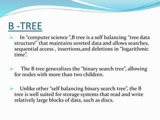 B tree | PPTX | Databases | Computer Software and Applications