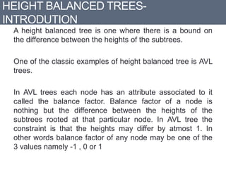 B+ trees and height balance tree