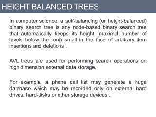 B+ trees and height balance tree