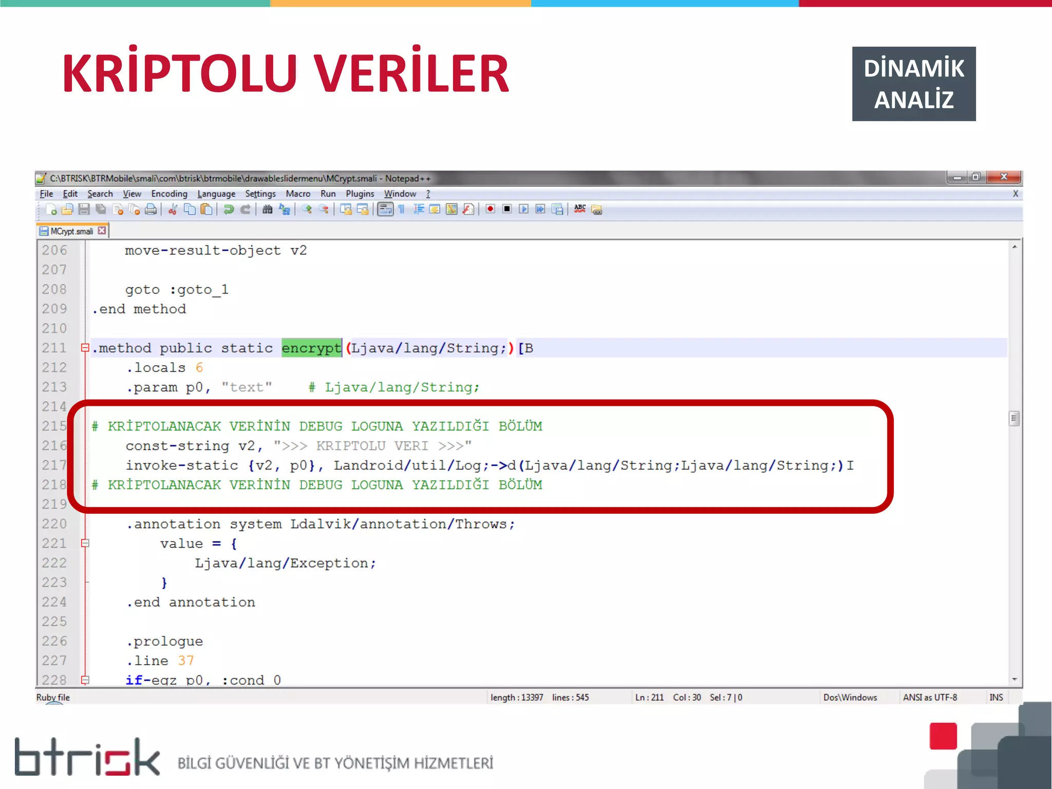 KRİPTOLU VERİLER DİNAMİK
ANALİZ
 