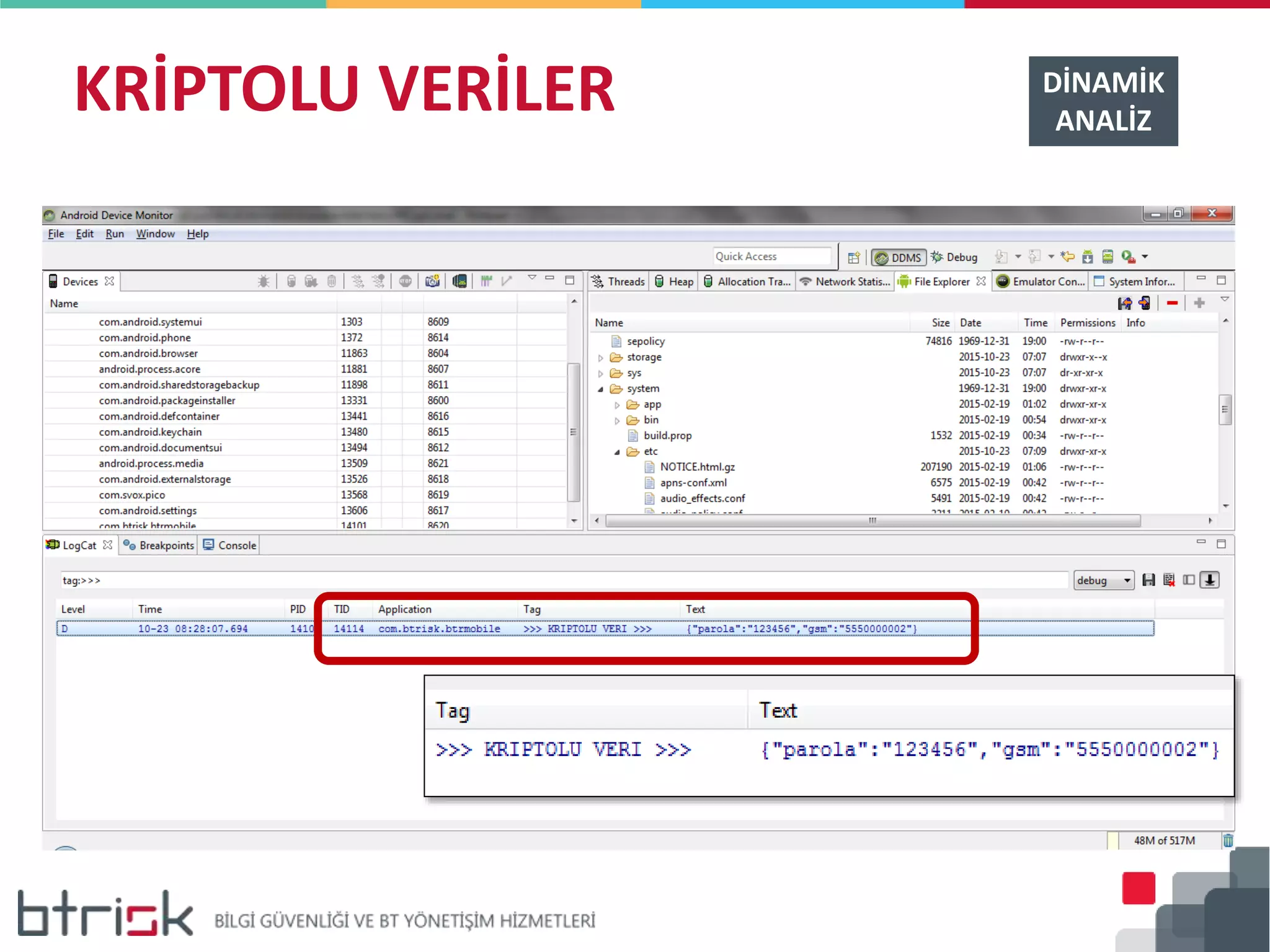 KRİPTOLU VERİLER DİNAMİK
ANALİZ
 