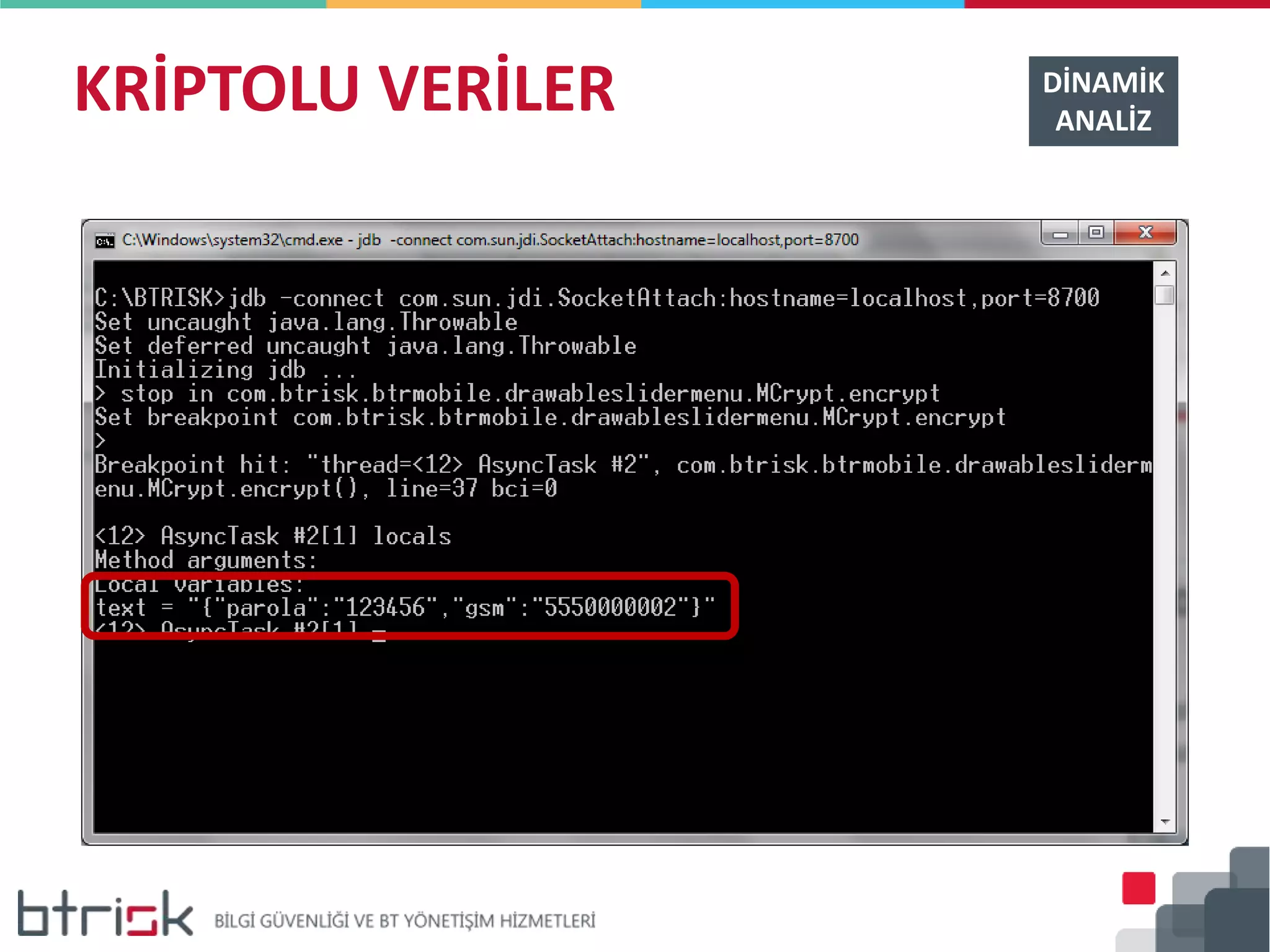 KRİPTOLU VERİLER DİNAMİK
ANALİZ
 