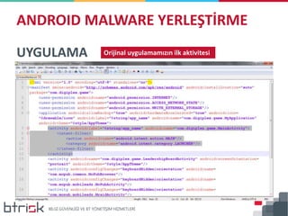 ANDROID MALWARE YERLEŞTİRME
UYGULAMA Orijinal uygulamamızın ilk aktivitesi
 