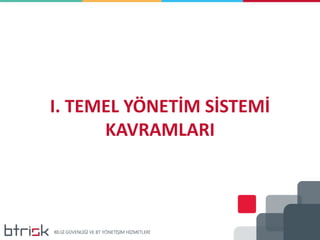 I. TEMEL YÖNETİM SİSTEMİ
KAVRAMLARI
 