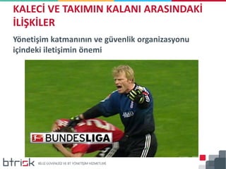 Yönetişim katmanının ve güvenlik organizasyonu
içindeki iletişimin önemi
KALECİ VE TAKIMIN KALANI ARASINDAKİ
İLİŞKİLER
 