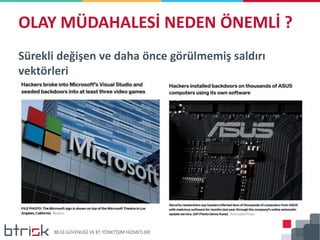 Sürekli değişen ve daha önce görülmemiş saldırı
vektörleri
OLAY MÜDAHALESİ NEDEN ÖNEMLİ ?
 