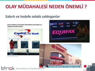 Sabırlı ve hedefe odaklı saldırganlar
OLAY MÜDAHALESİ NEDEN ÖNEMLİ ?
 