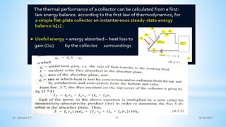 Collector Performance Testing Performance Analysis of Liquid Flat Plate collector and PV Cell | PPTX