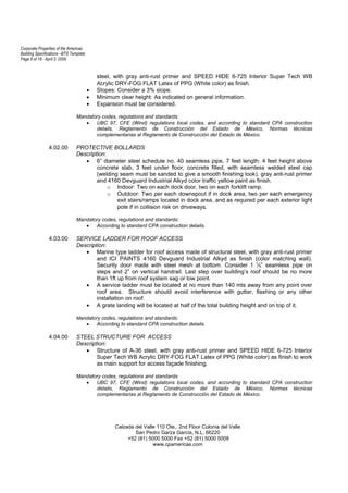 Corporate Properties of the Americas
Building Specifications –BTS Template
Page 6 of 18 - April 3, 2009


                ...
