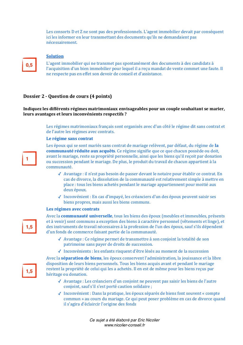 Sujet BTS blanc professions immobilières)