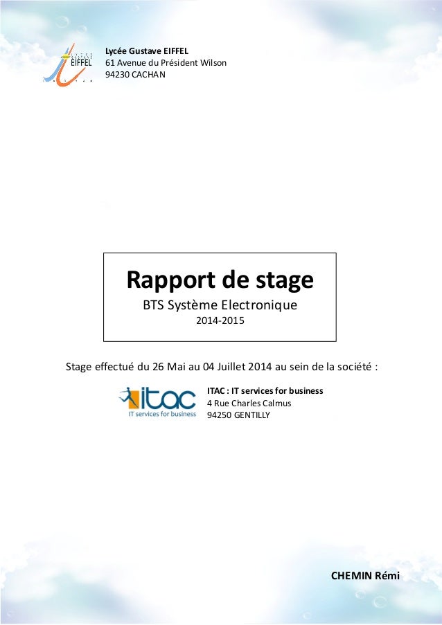 BTS  Systèmes Électroniques  Compte rendu de stage (2014)