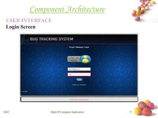 # 
Component Architecture 
USER INTERFACE 
Login Screen 
SJEC Dept.Of Computer Application 9 
 