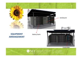 enclosure




 EQUIPMENT    Battery Bank
ARRANGEMENT



                                Controller
 