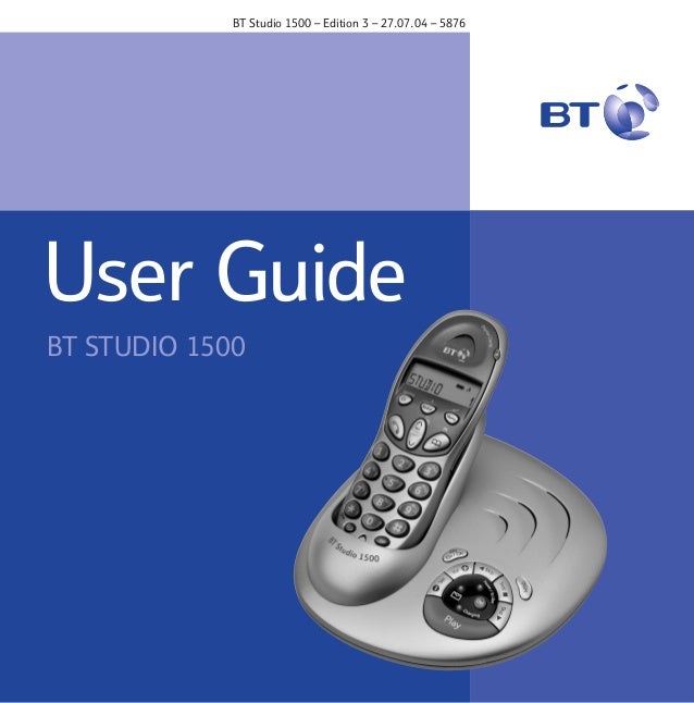 Bt Studio 1500 User Guide From Telephones Online Www Telephonesonli Bt Studio 1500 User Guide From Telephones Online Www Telephonesonli