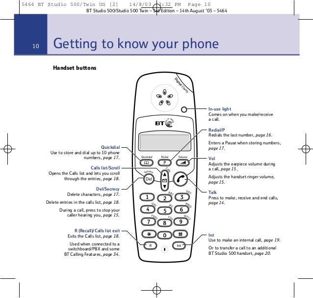 BT Studio 500 User Guide from Telephones Online www.telephonesonlin…