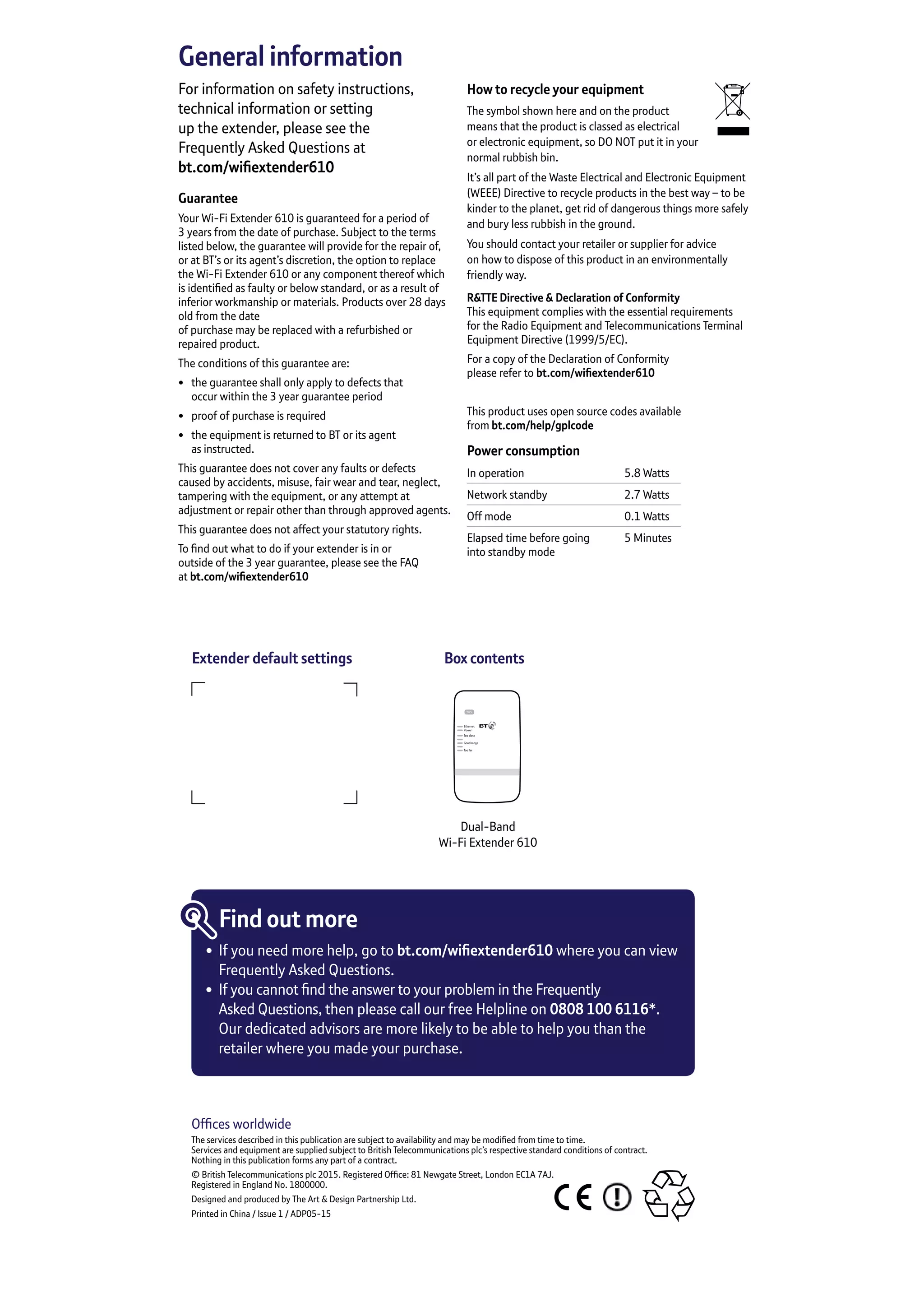 BT Dual-Band Wi-Fi Extender 610 | PDF