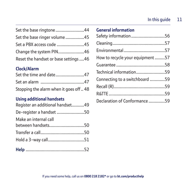 BT XD56 Digital Cordless Phone User Guide