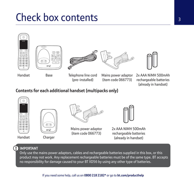 BT XD56 Digital Cordless Phone User Guide
