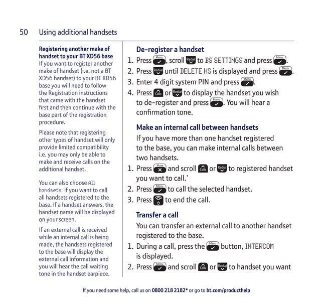 BT XD56 Digital Cordless Phone User Guide