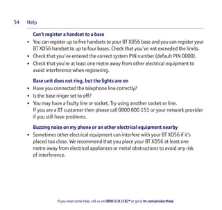 Bt Xd56 Digital Cordless Phone User Guide