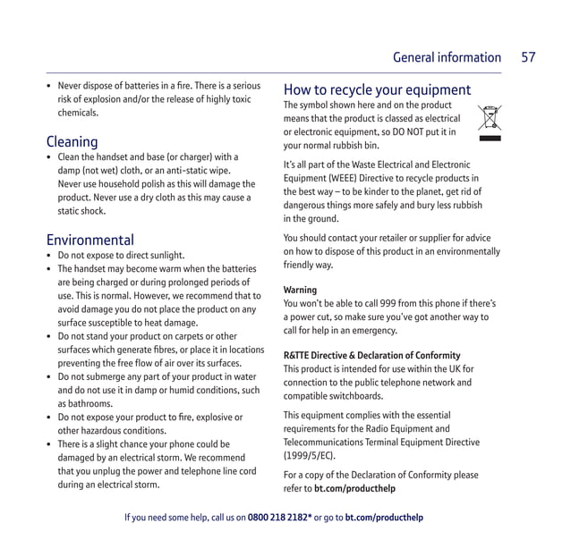 BT XD56 Digital Cordless Phone User Guide
