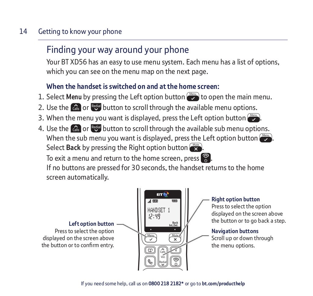 BT XD56 Digital Cordless Phone User Guide