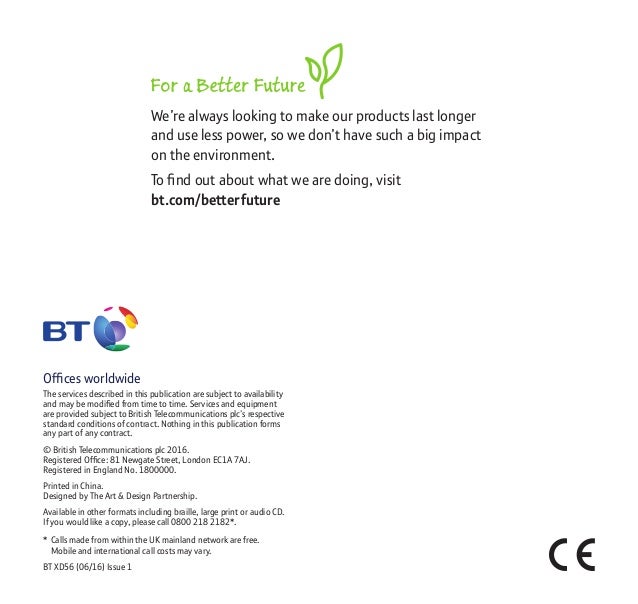 Bt Xd56 Digital Cordless Phone User Guide Bt Xd56 Digital Cordless Phone User Guide