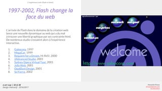 e-art sup | 3A & 3B
Design Interactif - 2016/2017
Alexandre Rivaux
arivaux@gmail.com
ixd.education
1997-2002, Flash change...