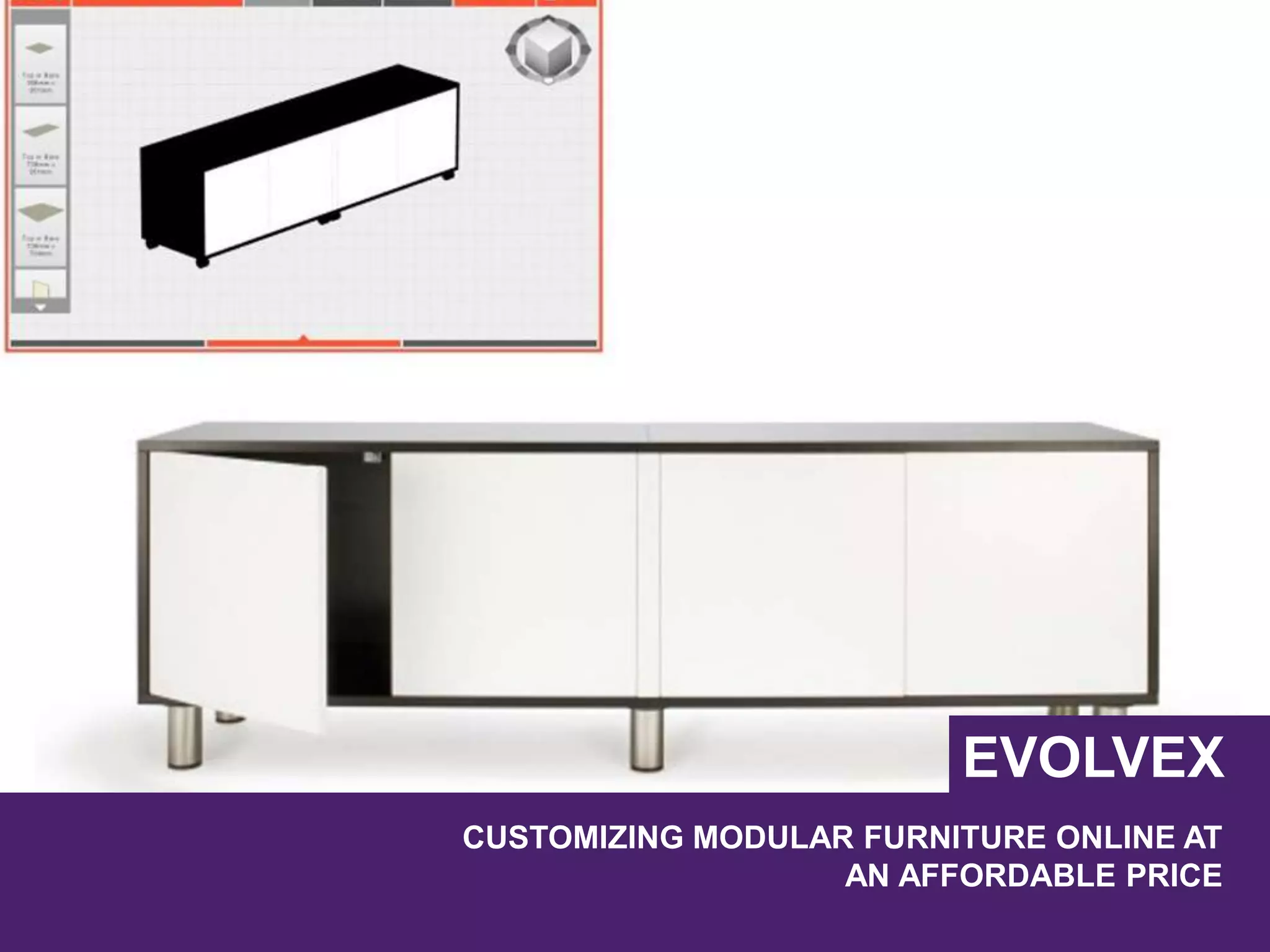 CUSTOMIZING MODULAR FURNITURE ONLINE AT
AN AFFORDABLE PRICE
EVOLVEX
 