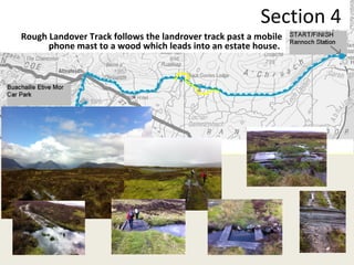 Section 4  Rough Landover Track follows the landrover track past a mobile phone mast to a wood which leads into an estate house.  
