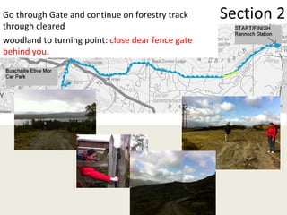Section 2 Go through Gate and continue on forestry track through cleared  woodland to turning point:  close dear fence gate behind you. 