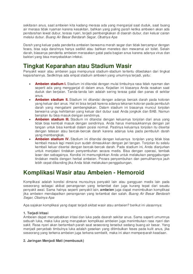 Buang air besar berdarah segar, obatnya apa