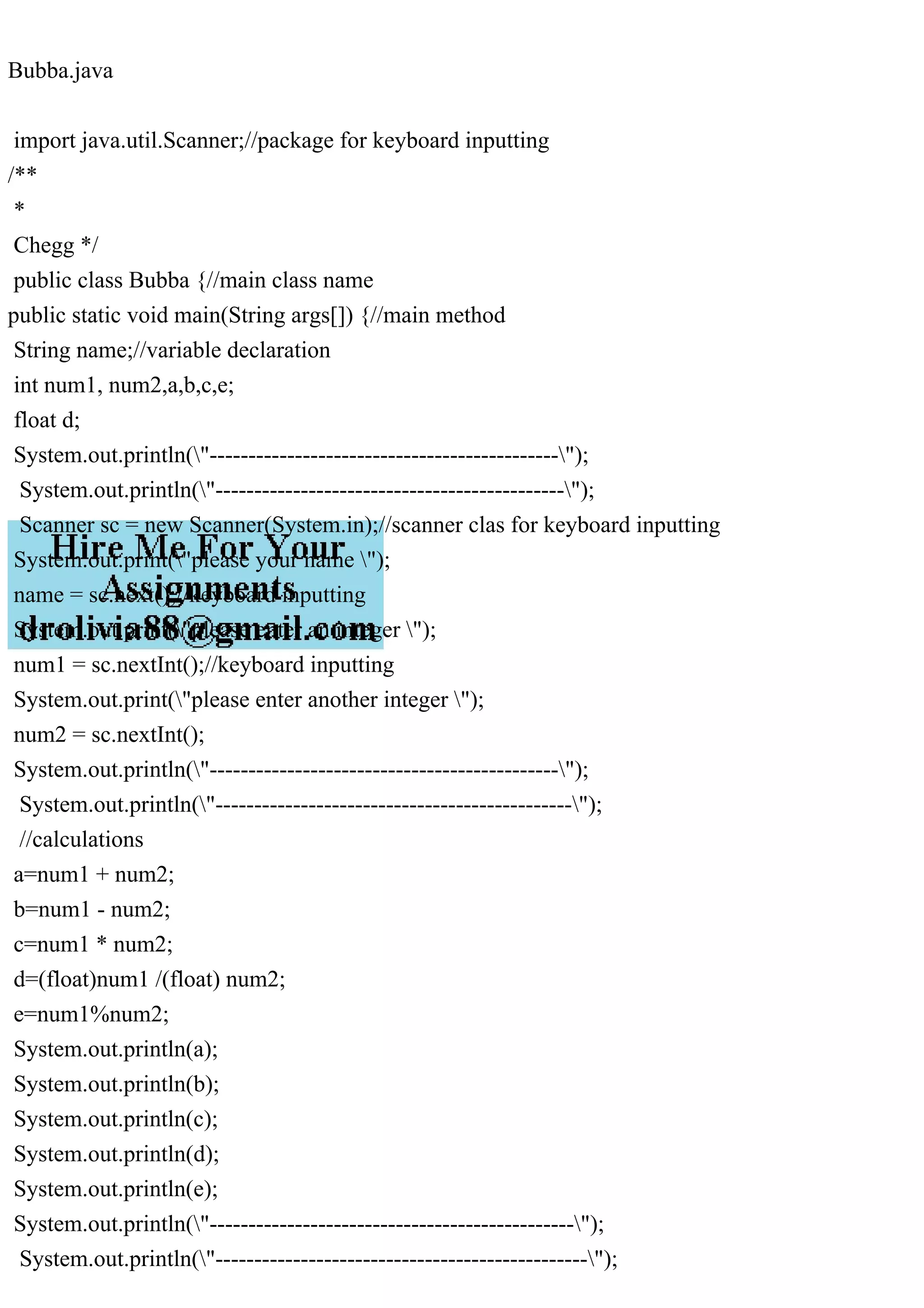 Bubba.java import java.util.Scanner;package for keyboard input.pdf