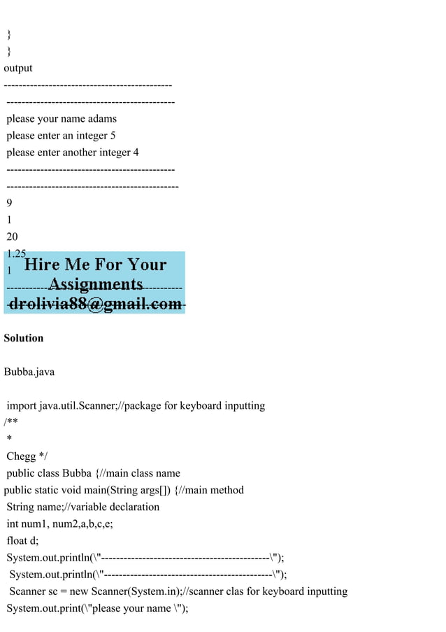 Bubba.java import java.util.Scanner;package for keyboard input.pdf