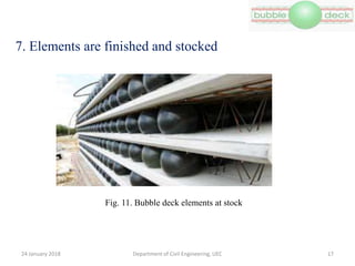 7. Elements are finished and stocked
Department of Civil Engineering, UEC 17
Fig. 11. Bubble deck elements at stock
24 January 2018
 
