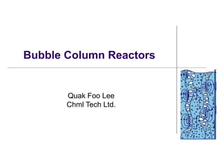 Bubble Column Reactors
Quak Foo Lee
Chml Tech Ltd.
 