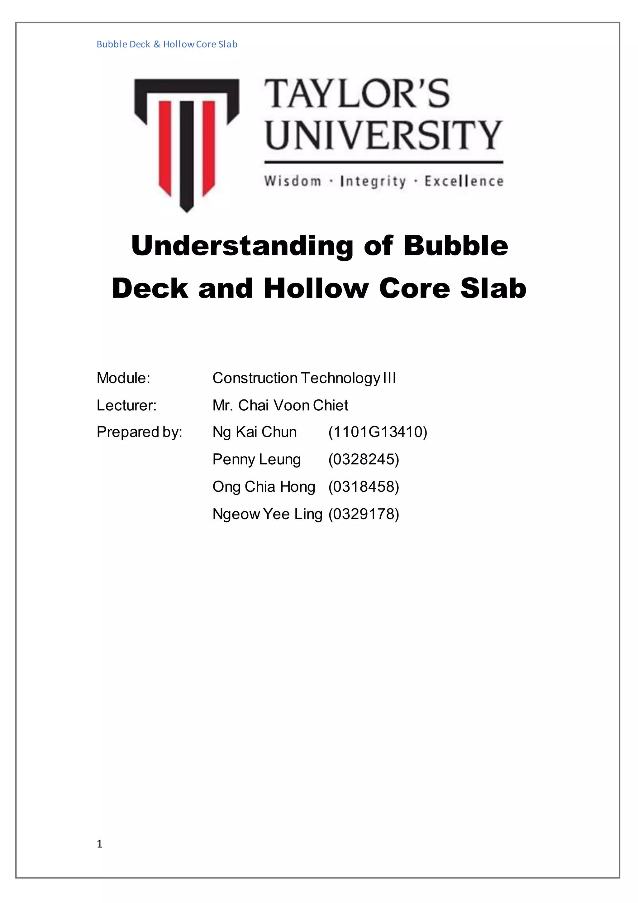 Bubble deck&hollow core slab | DOCX