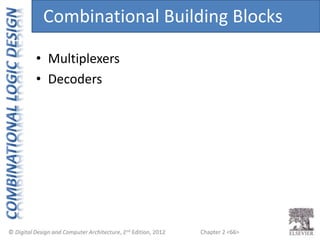 Chapter 2 <66>
• Multiplexers
• Decoders
Combinational Building Blocks
 