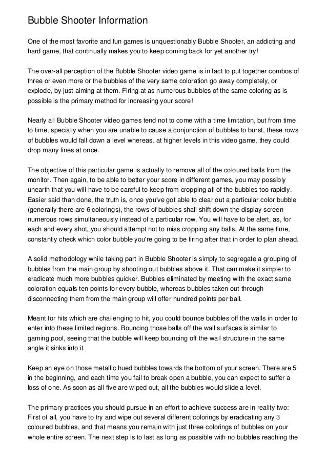 Bubble Shooter Information