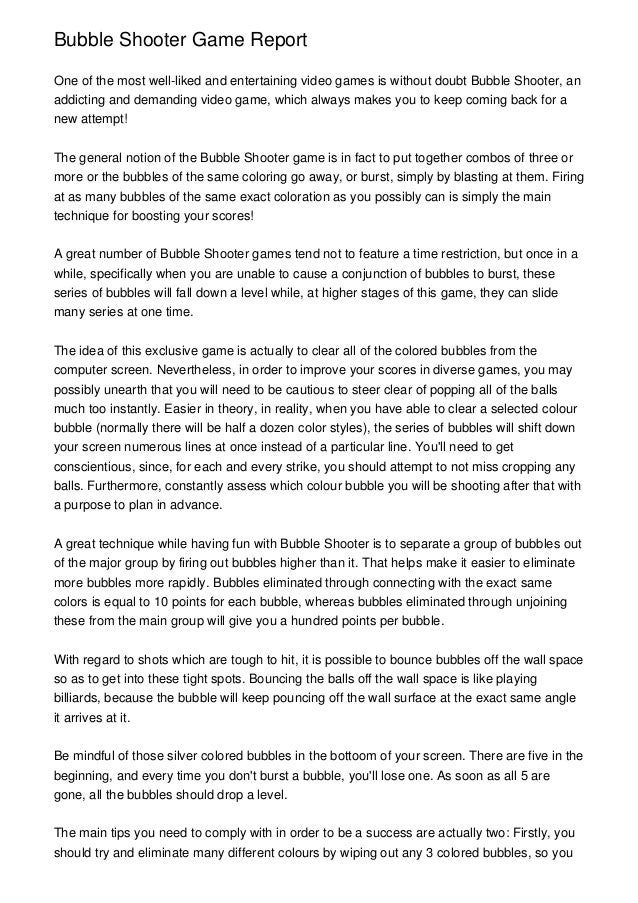 bubble shooter game report