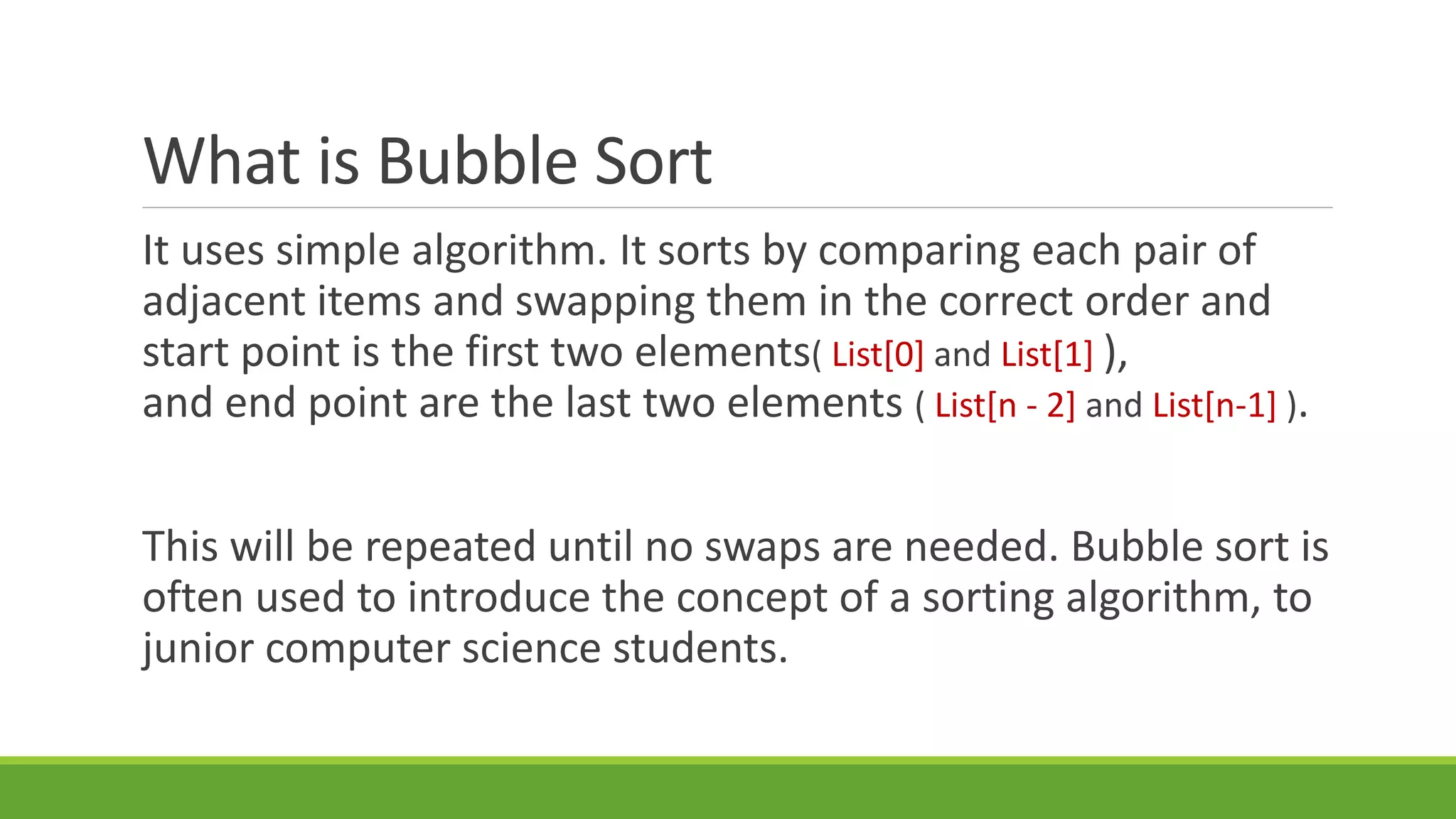 Bubble Sort Algorithm Presentation | PPT