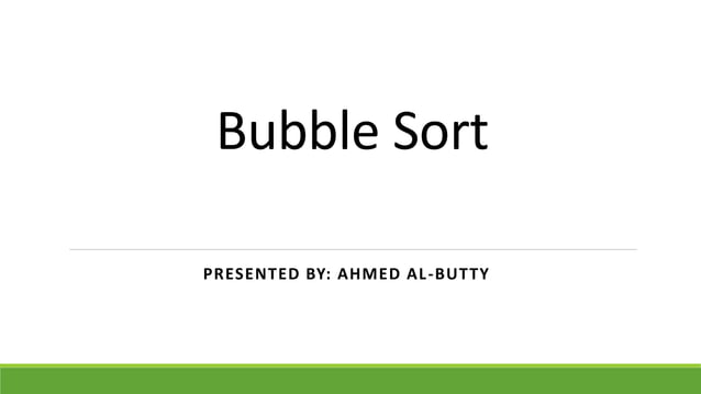 Bubble Sort Algorithm Presentation | PPTX image.
