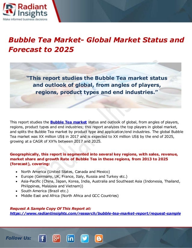 Bubble tea market global market status and forecast to 2025