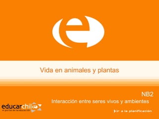 Vida en animales y plantas NB2 Interacción entre seres vivos y ambientes   