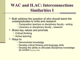 Writing Across The Curriculum and Information Literacy Across the ...