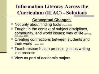 Writing Across The Curriculum and Information Literacy Across the ...