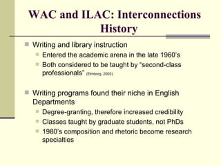 Writing Across The Curriculum and Information Literacy Across the ...